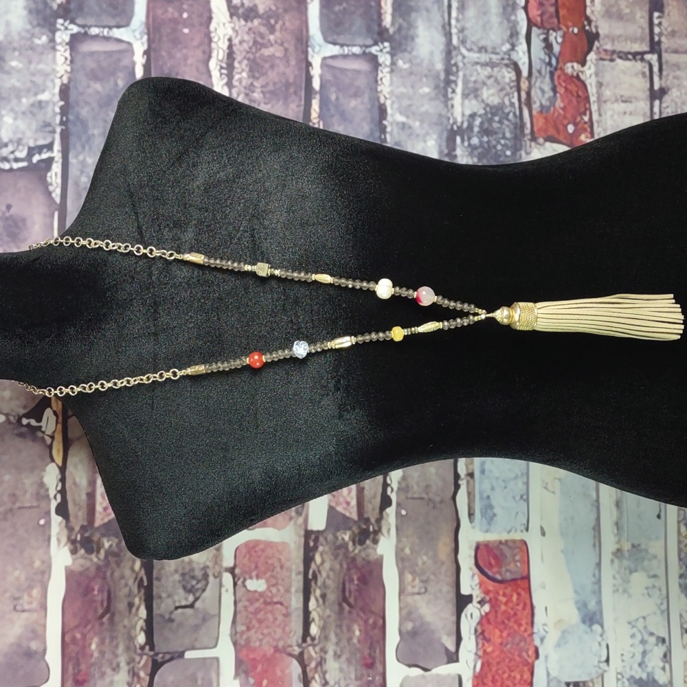 Chico's Long Suede Tassel Necklace